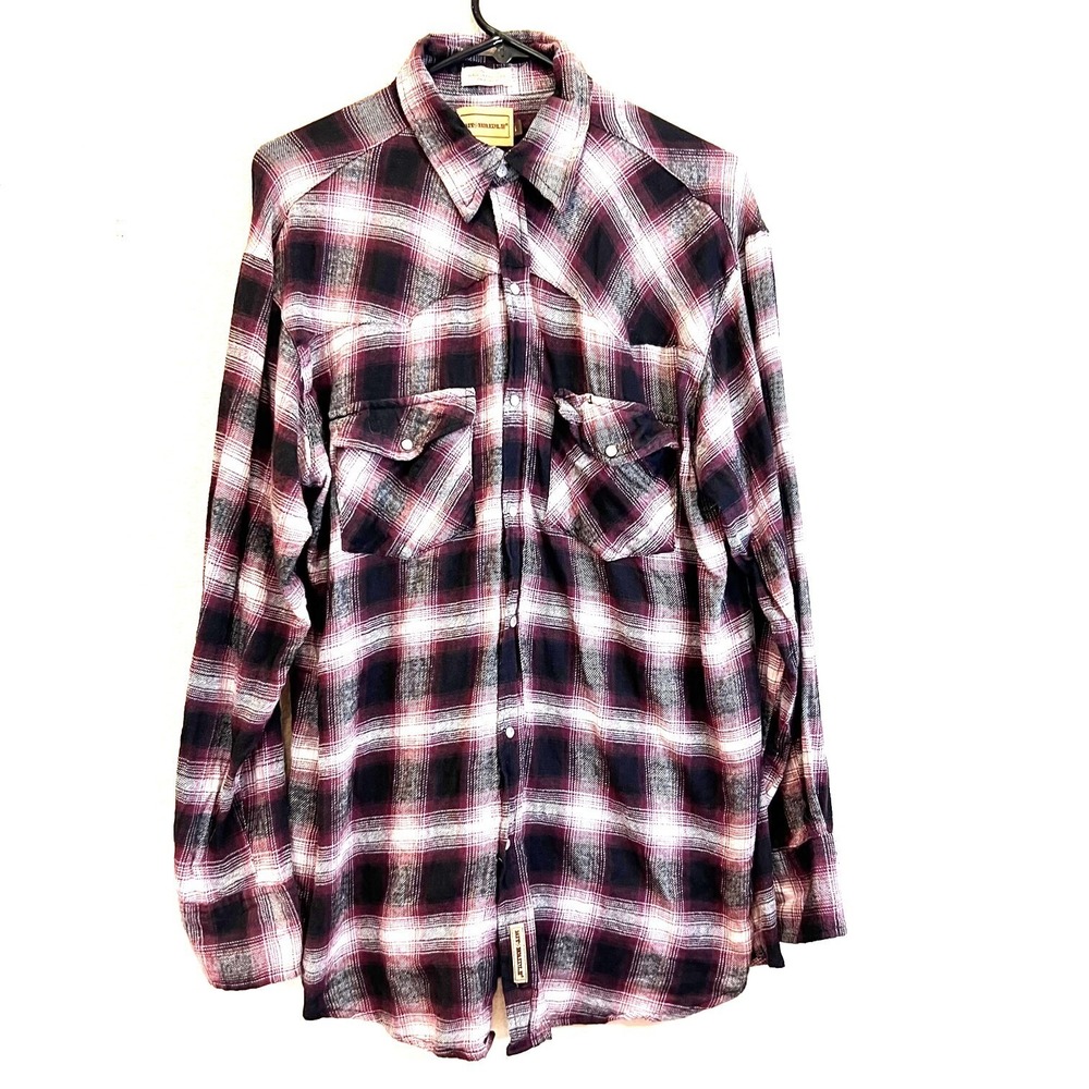 Bit & Bridle Western Shirt Men's Pearl Snaps Cowboy Rodeo Size Large Plaid Ranch